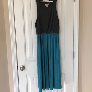 Loft teal and grey dress